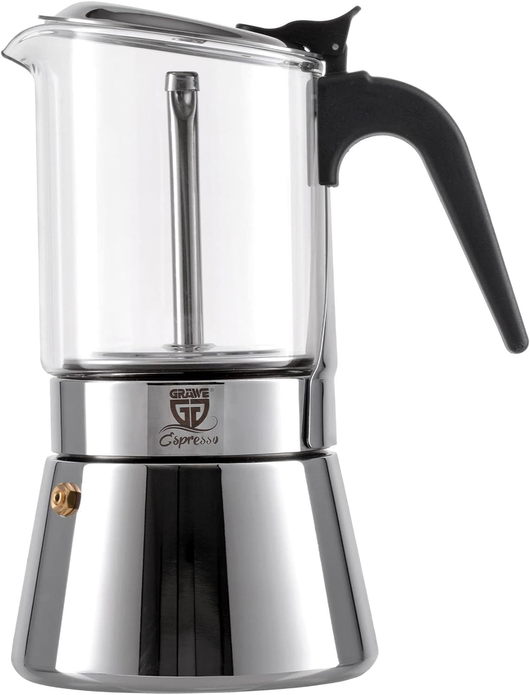 GRÄWE Espressokocher aus Edelstahl mit Glaskanne, für Induktion und alle Herdarten geeignet, spülmas
