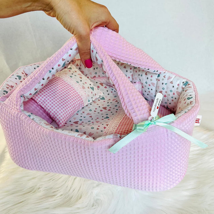 Puppentragetasche für Puppen von 30 bis 55 cm, Rosa, Baumwolle, Geschenk, Waschbar (50-55 cm), 50-55
