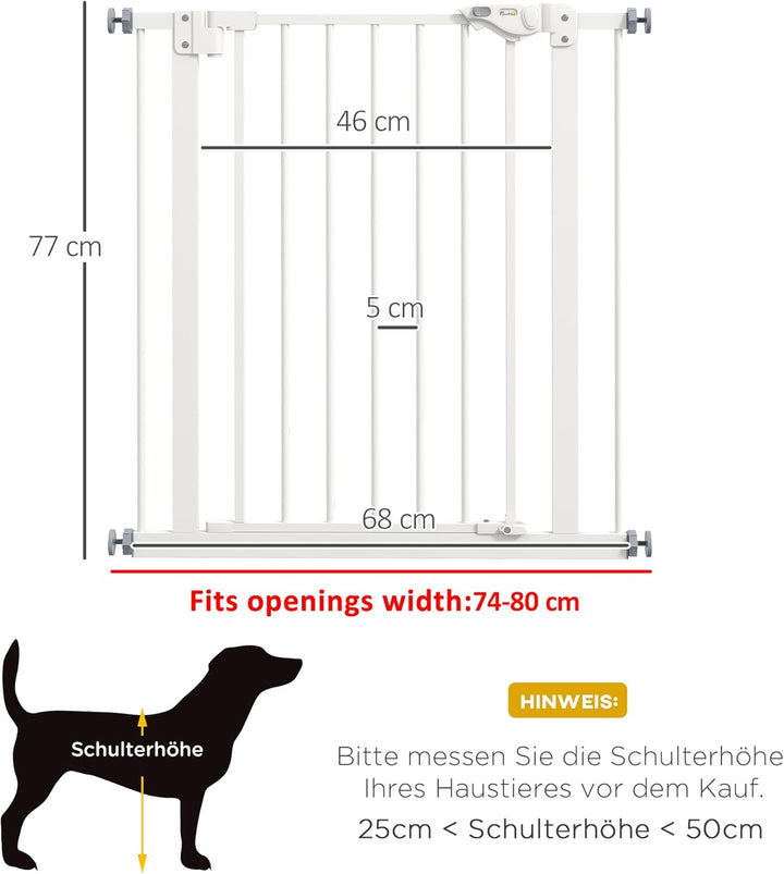 PawHut Türschutzgitter Treppenschutzgitter Türgitter ohne Bohren mit Auto-Close Treppengitter für Br
