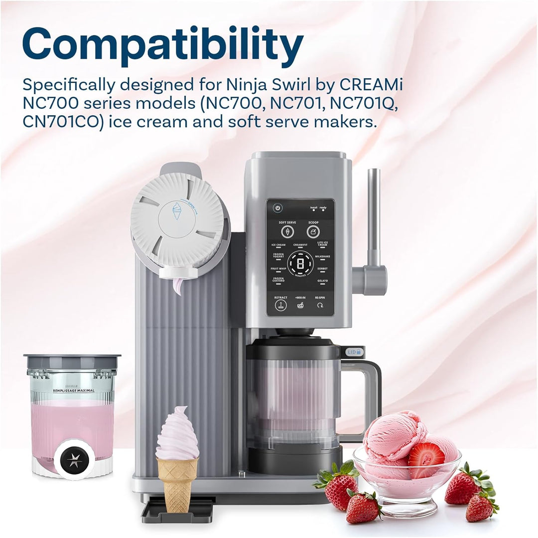 2er-Pack Ersatz-Pints und Deckel für Ninja Swirl by CREAMi NC700 Serie von MMOBIEL – Klare Eiscremeb