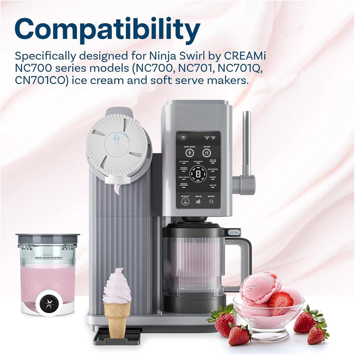 2er-Pack Ersatz-Pints und Deckel für Ninja Swirl by CREAMi NC700 Serie von MMOBIEL – Klare Eiscremeb