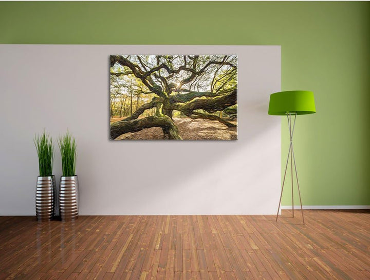 Pixxprint gigantisch verzweigter Baum / 100x70cm Leinwandbild bespannt auf Holzrahmen/Wandbild Kunst