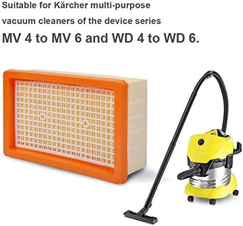 KEEPOW 12 Staubsaugerbeutel + 1 Flachfaltenfilter für Kärcher WD4, WD5 und WD6 Wet & Dry Mehrzweck-S