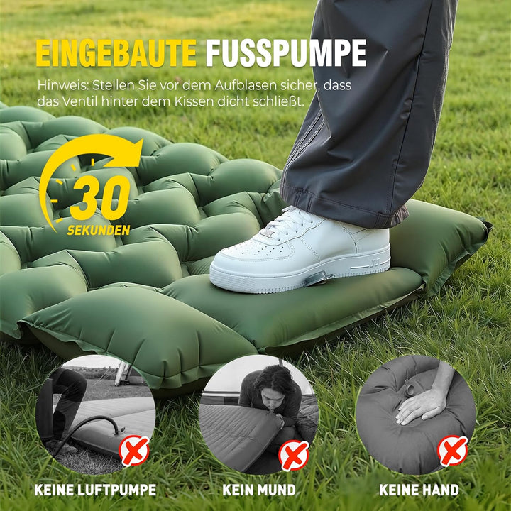 Elegear Isomatte Camping, 12CM Verdicktes Aufblasbare Luftmatratze mit Fusspumpe, Strapazierfähiges