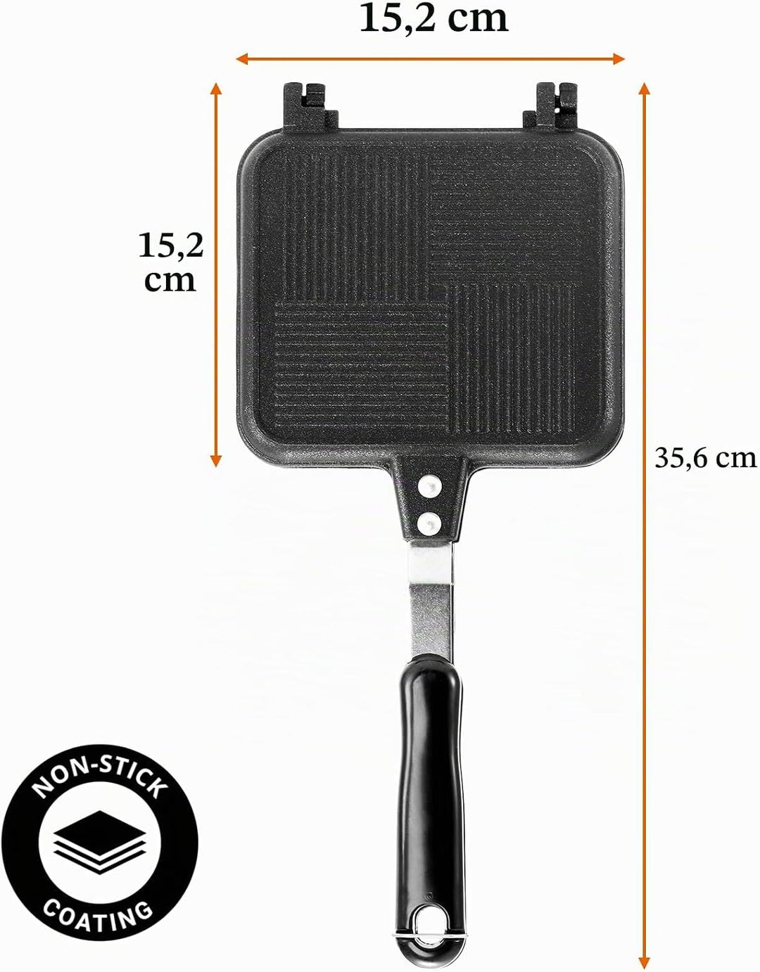 Elsjoy Aluminium Doppelseitige Bratpfanne, Toastpfanne mit Hitzebeständigem Griff, Antihaftbeschicht