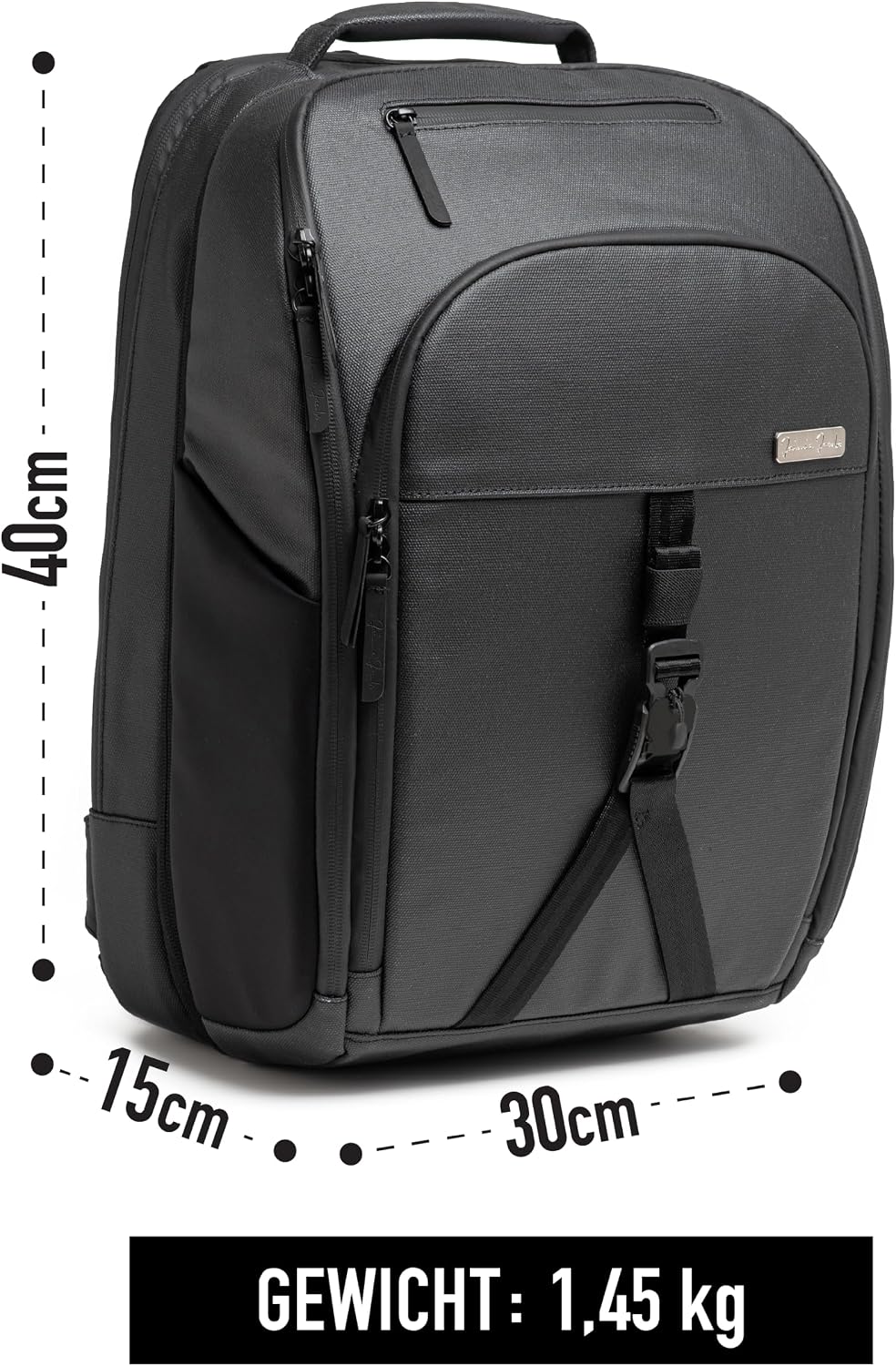 Jaimie Jacobs Smarter Business Rucksack mit Laptoptasche bis zu 16,1 Zoll, Geheimfach, Kofferfunktio