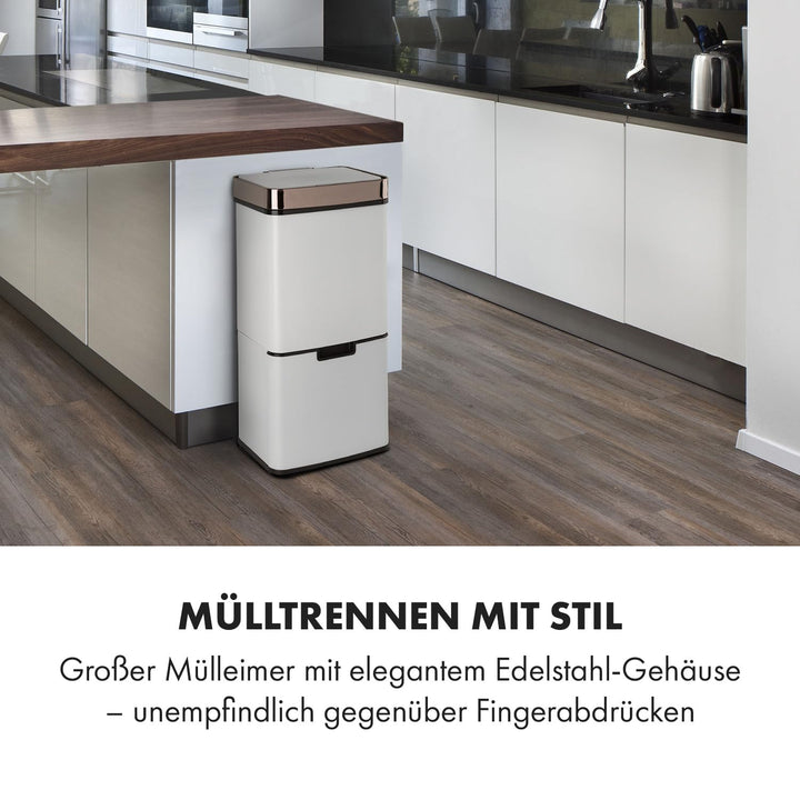 Klarstein Royal Trash Sensor-Mülleimer, 72 L Volumen in 4 Behältern, Restmüll & Recycling-Abfälle: 4