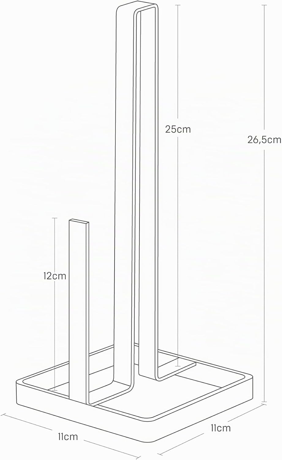 Yamazaki Tower Küchenrollenhalter aus Stahl - Küchenrollenständer, schmal, modern - 11 x 11 x 26,4 c