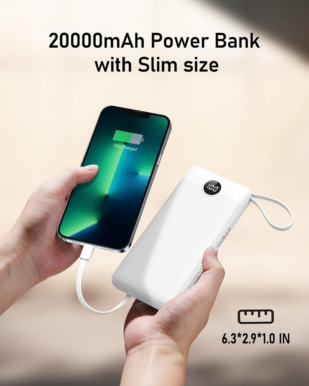 VEEKTOMX Powerbank 20000mAh Power Bank mit Kabel Powerbank USB C Tragbares Ladegerät 5 Ausgängen LED