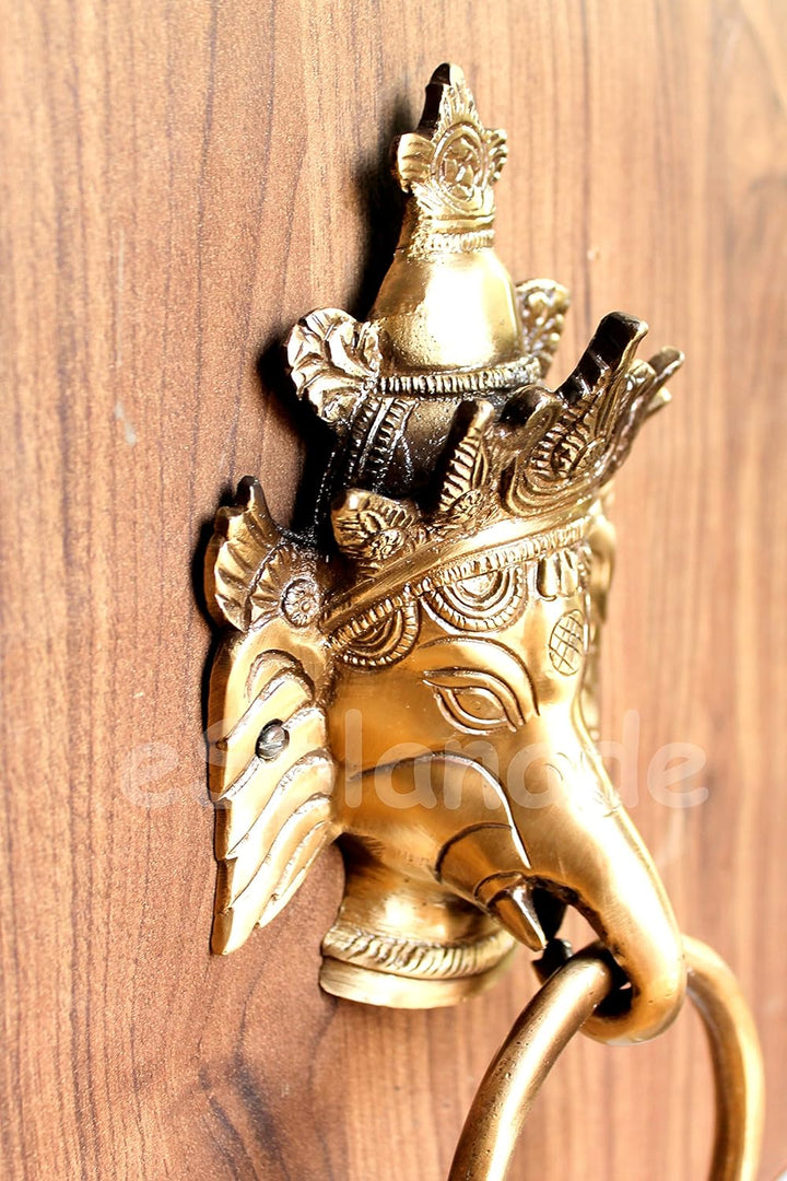 eSplanade 20,3 cm Ganesha Messing Türklopfer aus 100% Messing | Home Decor | Tür Knockers