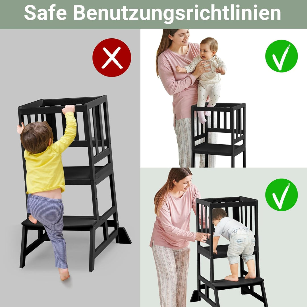 COSYLAND Montessori Lernturm ab 1 Jahr – Höhenverstellbarer Kinder Lernturm & Learning Tower für Küc