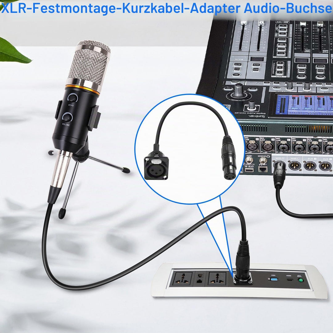 QIANRENON xlr Festmontage-Kurz-Kabel-Adapter für Lautsprecher und Mixer, 35cm