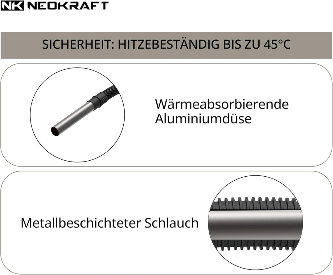 Neokraft Aschesauger 1600W – Elektrischer Aschestaubsauger für Kamin und Grill – Saugen und Blasen –