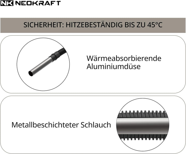 Neokraft Aschesauger 1600W – Elektrischer Aschestaubsauger für Kamin und Grill – Saugen und Blasen –