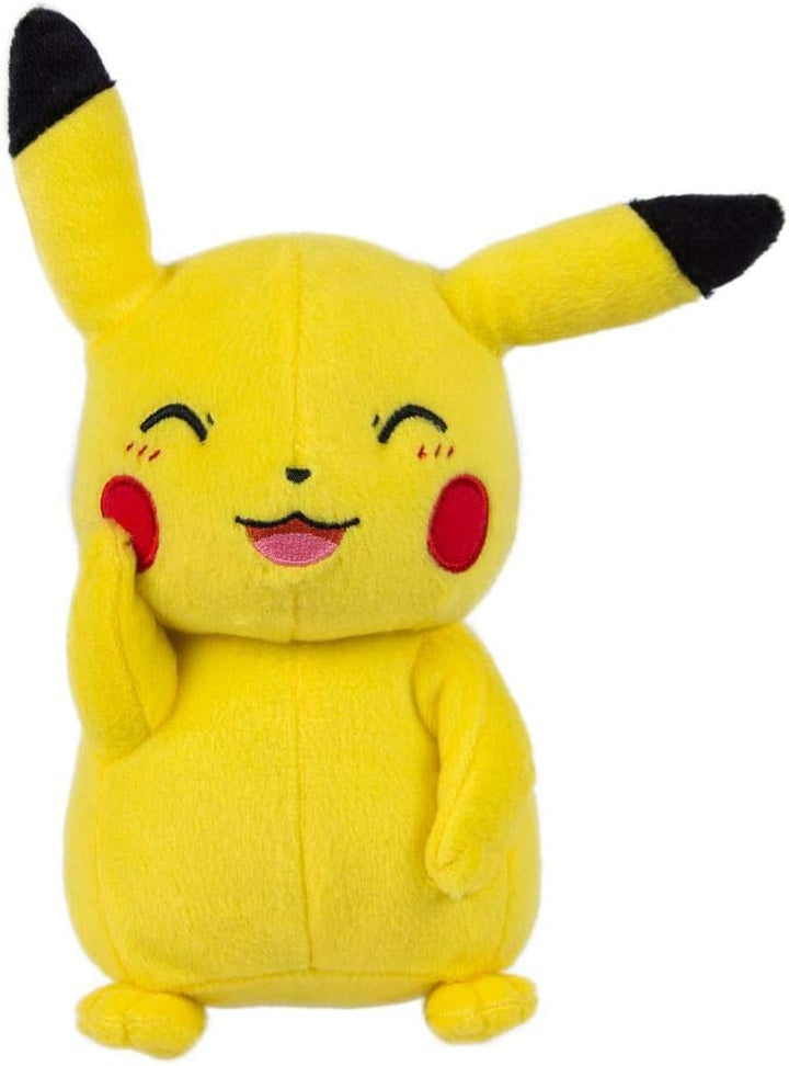 Pokemon 17858 Pokémon Plüschfigur Pikachu freudig und winkend, Pikachu freudig und winkend