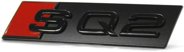 Audi 81A071805 Schriftzug SQ2 Plakette Clip Tuning Kühlergrill Black Edition Emblem, schwarz/rot