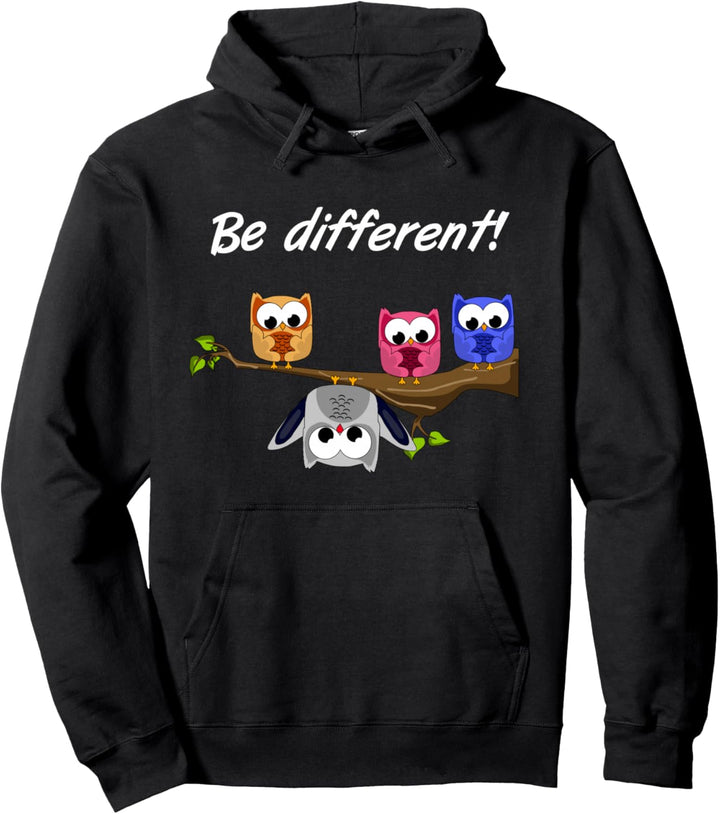 Be Different! - Damen Süsser Fun Spruch - Motto - Eule Vögel Pullover Hoodie