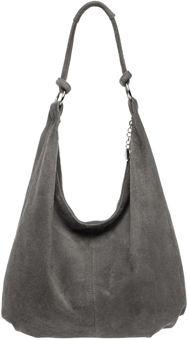 Caspar TL617 grosse Damen Vintage Veloursleder Tasche Dunkelgrau, Dunkelgrau