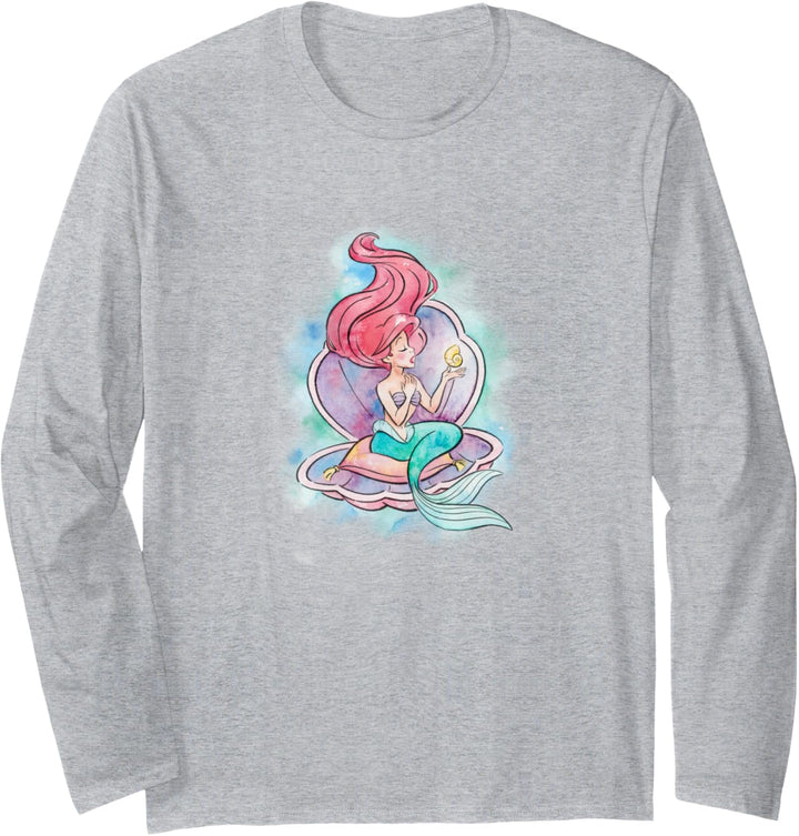 Disney Little Mermaid Ariel In Shell Watercolor Langarmshirt
