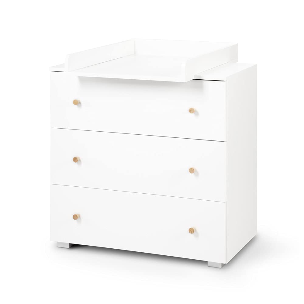 Wickelkommode mit Wickelaufsatz, Wickeltisch, Kommode mit 3 Schubladen, Wickelaufsatz abnehmbar, mit