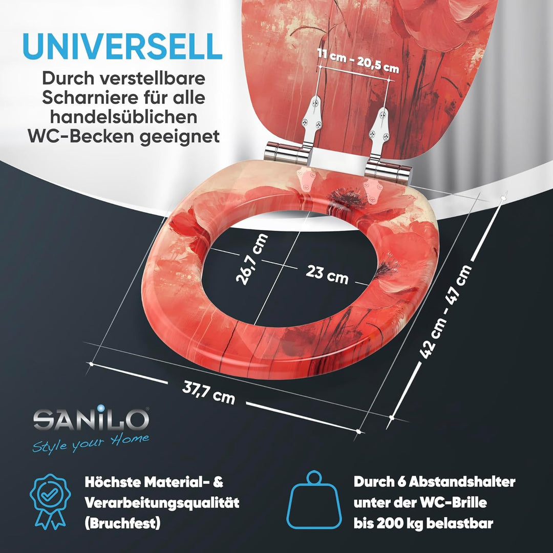 Sanilo Toilettendeckel mit Absenkautomatik, hochwertiger WC Sitz, einfache Montage, stabile Scharnie