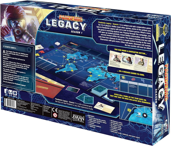 Z-Man Games, Pandemic Legacy Season 1 Blue Edition, Board Game, Ages 13+, for 2 to 4 Players, 60 Min