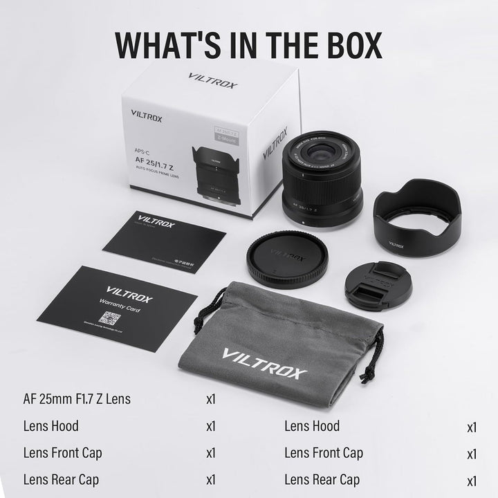 VILTROX 25mm F1.7 Air APS-C Objektiv mit Autofokus für Nikon Kameras Lens mit Z-Mount Standardobjekt