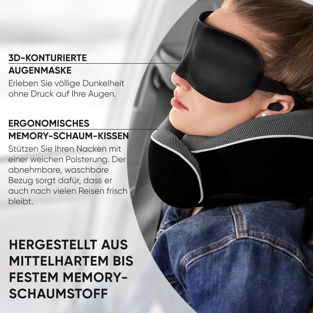 Proglobe Nackenkissen Flugzeug, Reisekissen 100% Memory Foam, Orthopädisches Nackenhörnchen, Ideal f