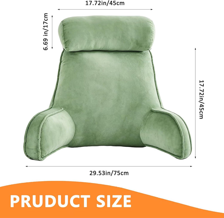 Extra grosses Lesekissen mit Armlehne, ergonomisches Rückenstützkissen, abnehmbare Hülle und Hohlfas
