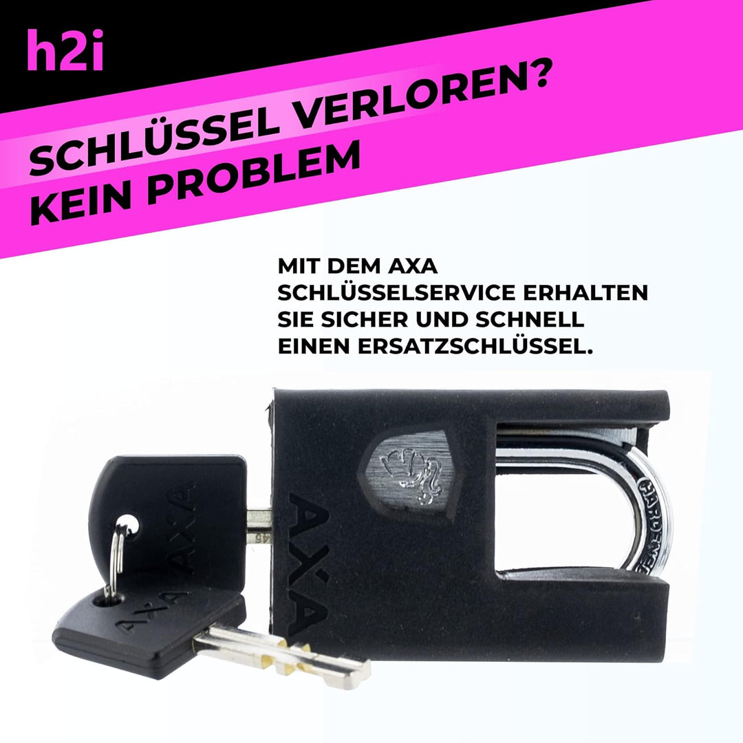 h2i Set aus AXA Kettenschloss Clinch CH85 Plus in Pink und h2i Sticker, Fahrradschloss mit Kette 85c