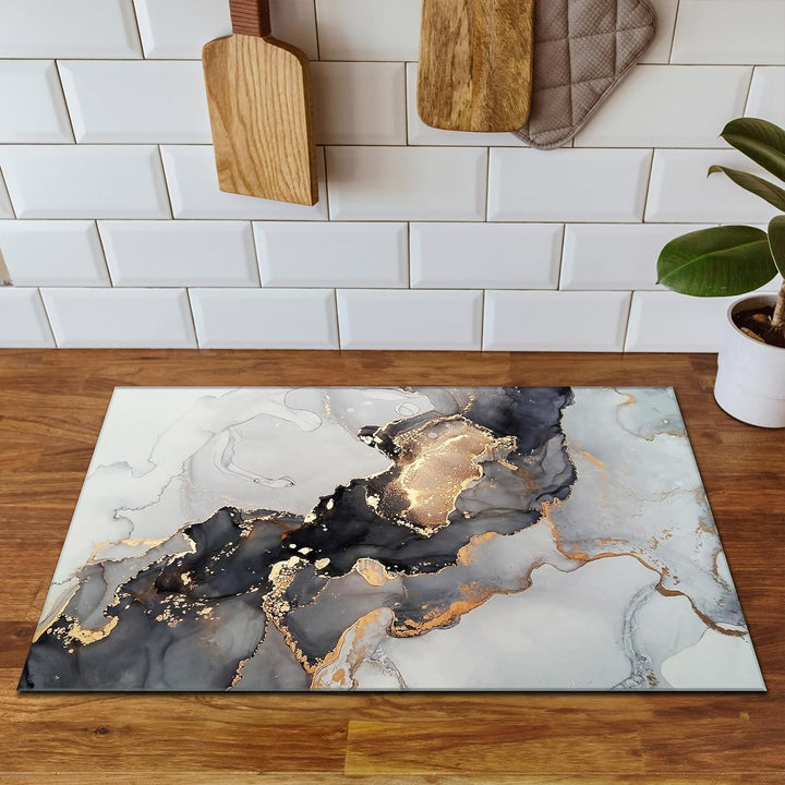 SMTDeco Herdabdeckplatte Ceranfeld abdeckung Aufrollbare Matte für Induktion Einteilig 80x52 cm Marm