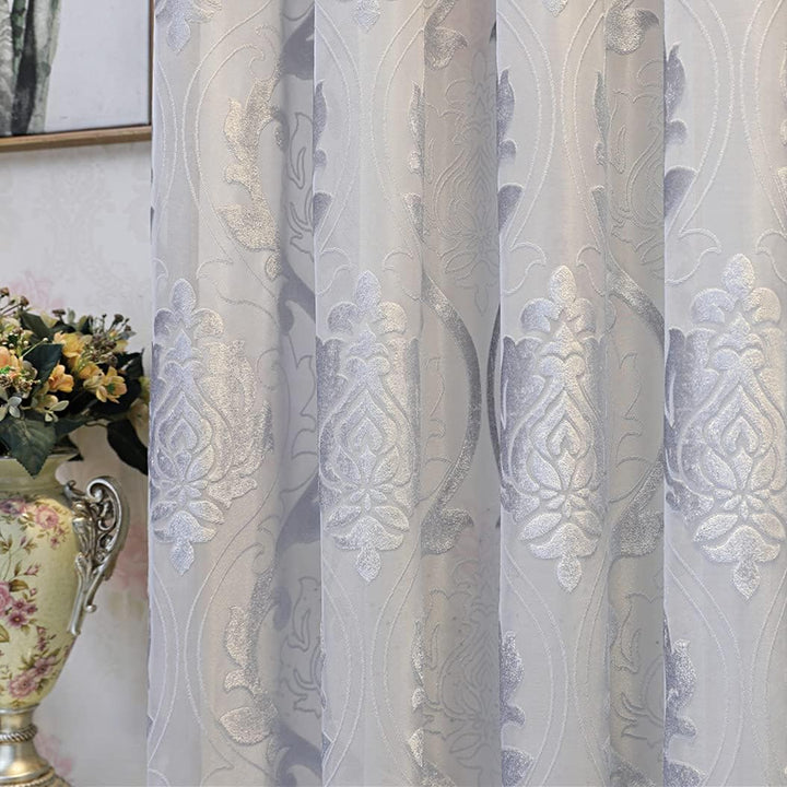 M&W DAS DESIGN Gardinenschal Vintage Retro Barock Grau 2er-packung 140 x 245 cm, Grau 2er-packung 14