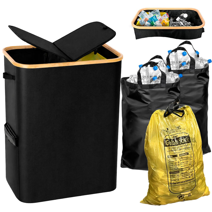 Gelber Sack Ständer Mülleimer 2 Fächer Grosser Müllsackhalter für Küche Haushalt 70L-120L, Geruchsdi
