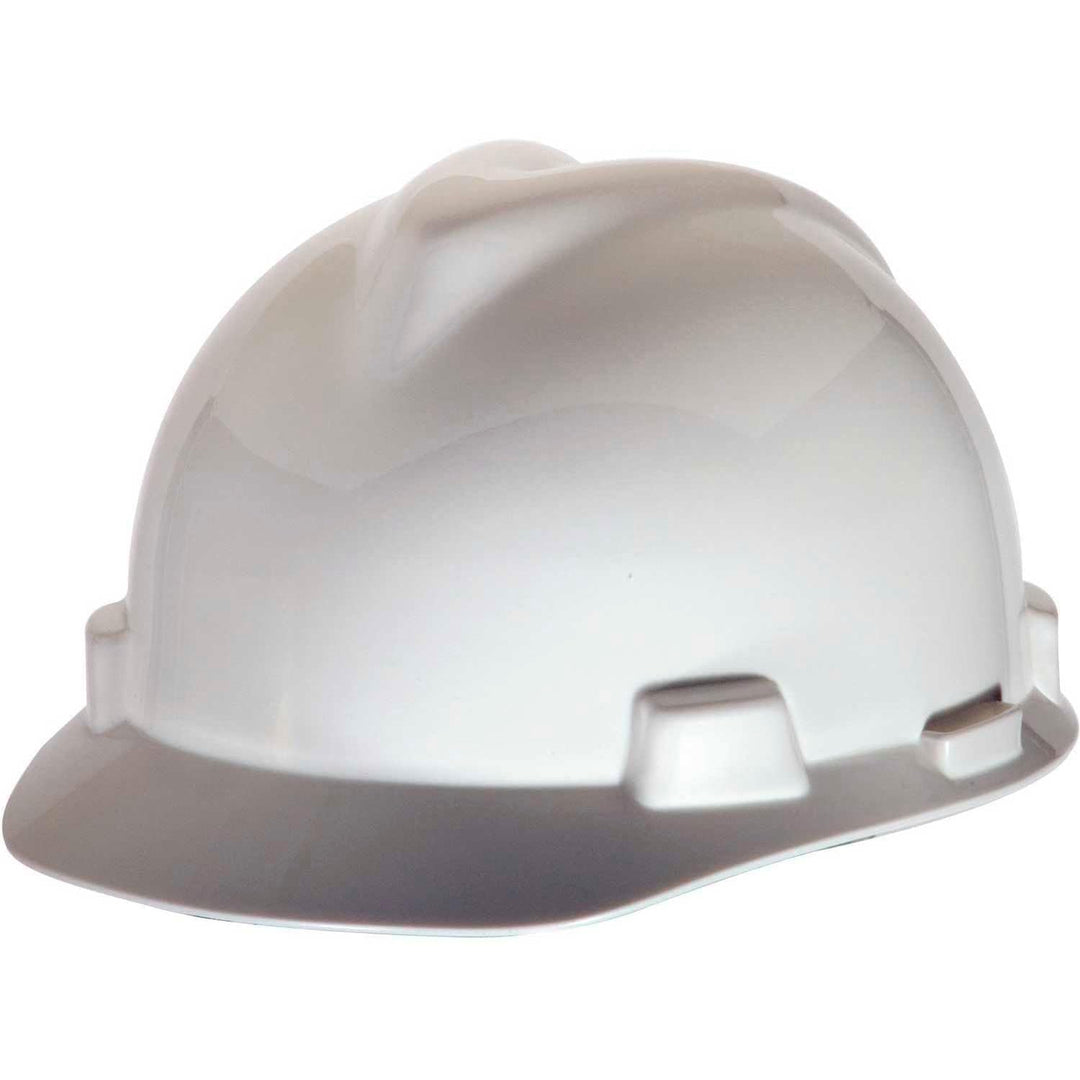 V-Gard Hard Hat, FrtBrim, Slotted, PinLk, Weiss
