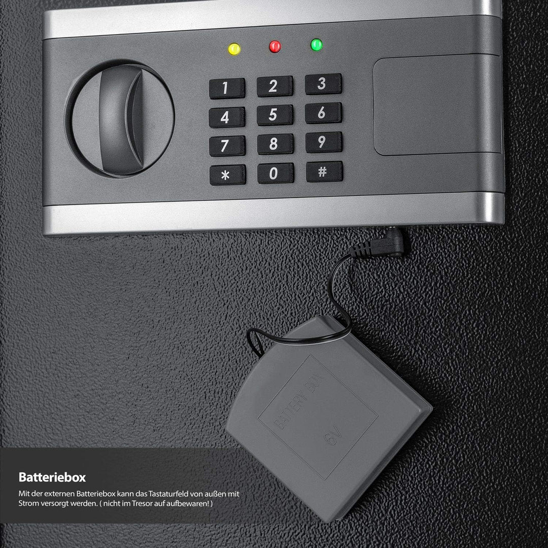 KESSER® Elektronischer Tresor | 31x20x20cm | Inkl. Batteriebox | Elektronischer Safe | 3x Doppelbolz