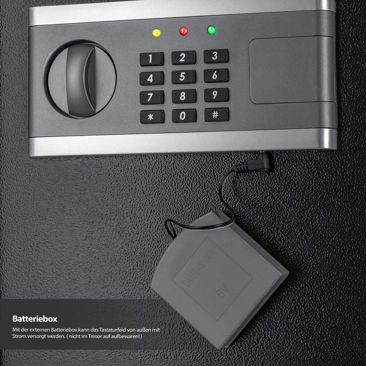 KESSER® Elektronischer Tresor | 31x20x20cm | Inkl. Batteriebox | Elektronischer Safe | 3x Doppelbolz