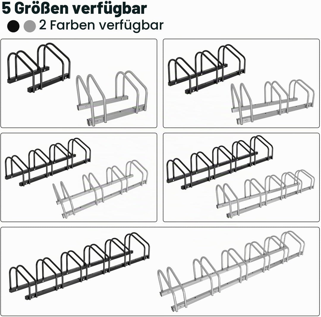 Fahrradständer für 4 Fahrräder, Fahrradständer Boden mit 30cm Radabstand für 35-55 mm Reifenbreite,