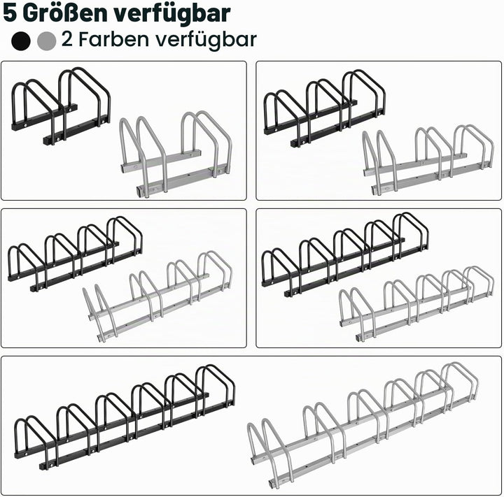 Fahrradständer für 6 Fahrräder, Fahrradständer Boden mit 30cm Radabstand für 35-55 mm Reifenbreite,