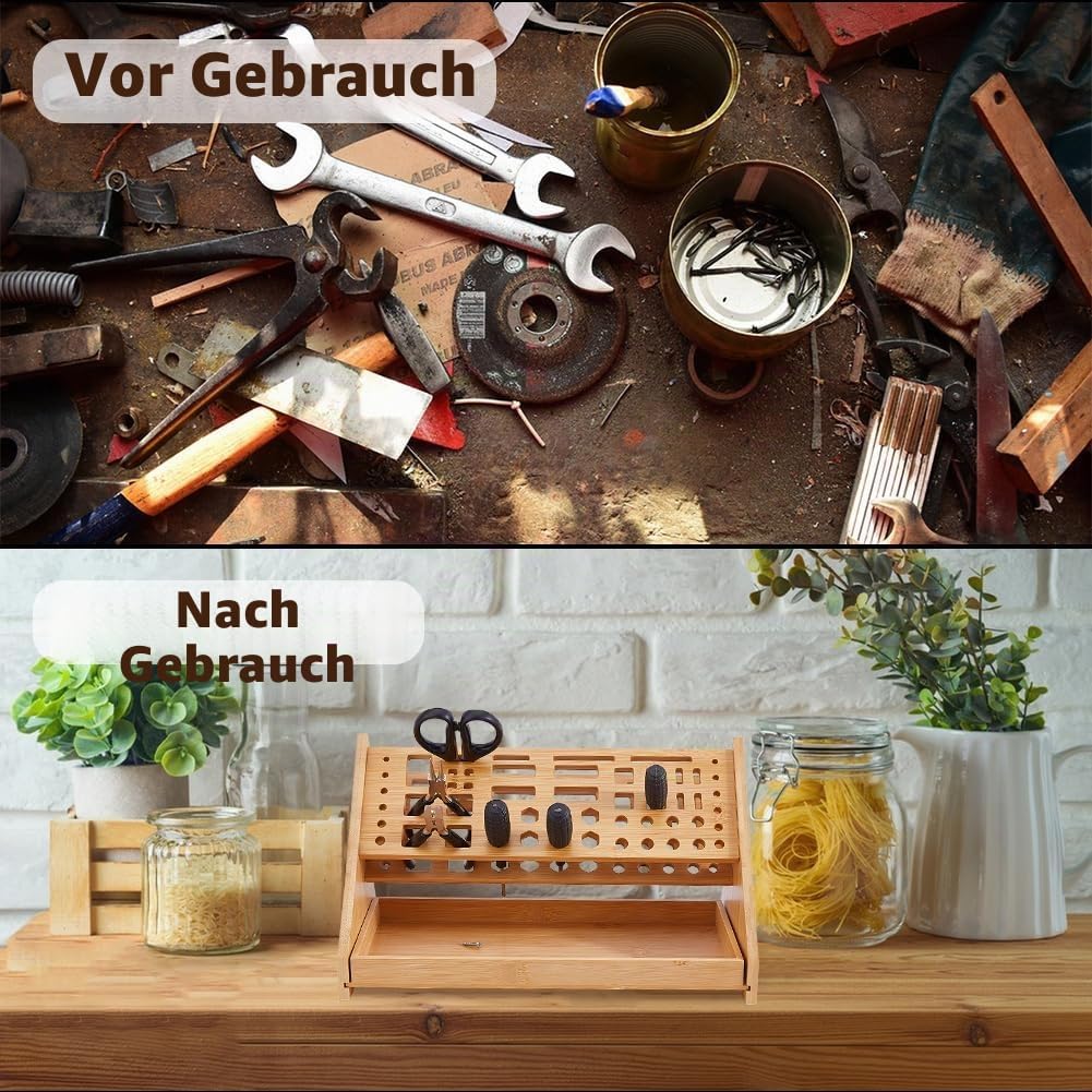 DICOSMETIC 1Set Holz Schraubendreher Organizer 31.2x17x17.5cm Schreibtisch Werkzeugständer Mit 53 St