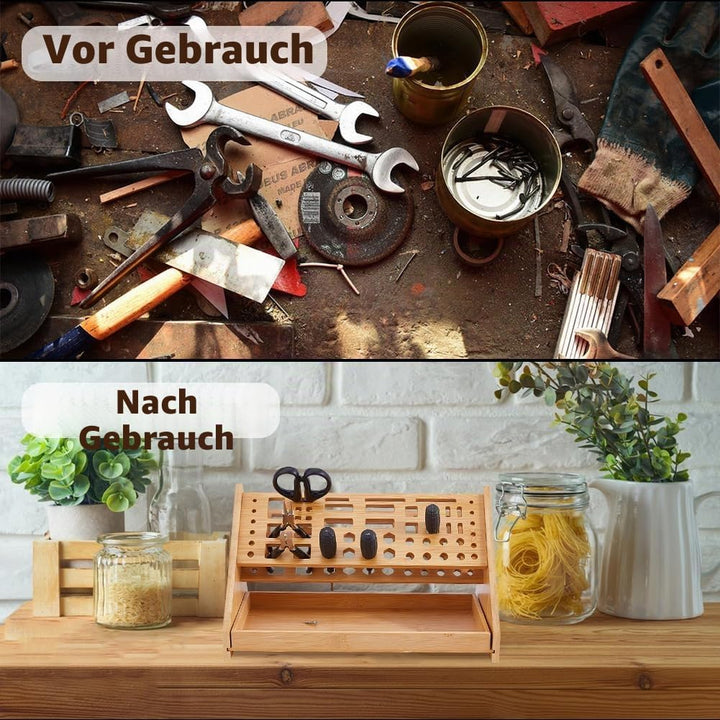 DICOSMETIC 1Set Holz Schraubendreher Organizer 31.2x17x17.5cm Schreibtisch Werkzeugständer Mit 53 St