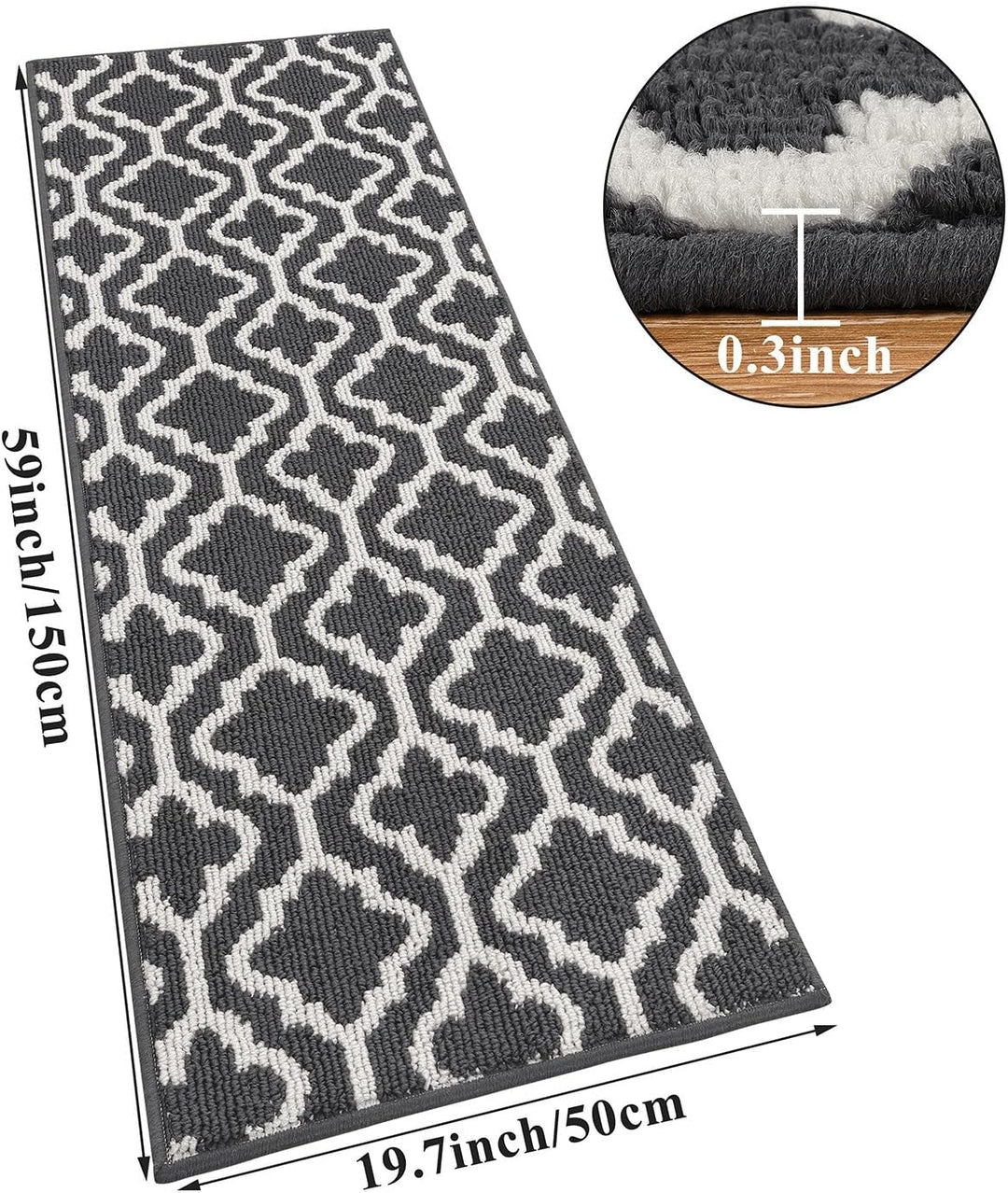 SHACOS Läufer Teppich 50x150 cm Läufer Flur rutschfest Teppichläufer Küchenteppich Waschbar Flur Tep
