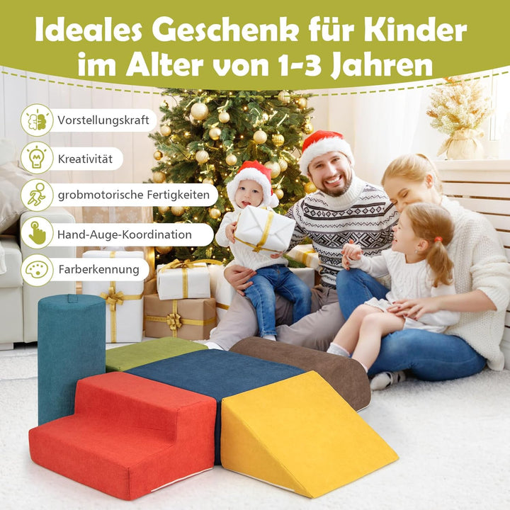COSTWAY 6-TLG. Softbausteine, Schaumstoffbausteine zum Klettern und Krabbeln für Babys & Kleinkinder