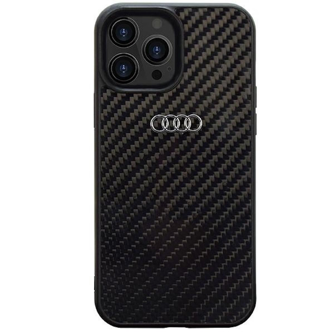 Audi Carbon Fiber Hülle für iPhone 14 Pro Max 6.7" Schwarz Hard AU-TPUPCIP14PM-R8/D2-BK