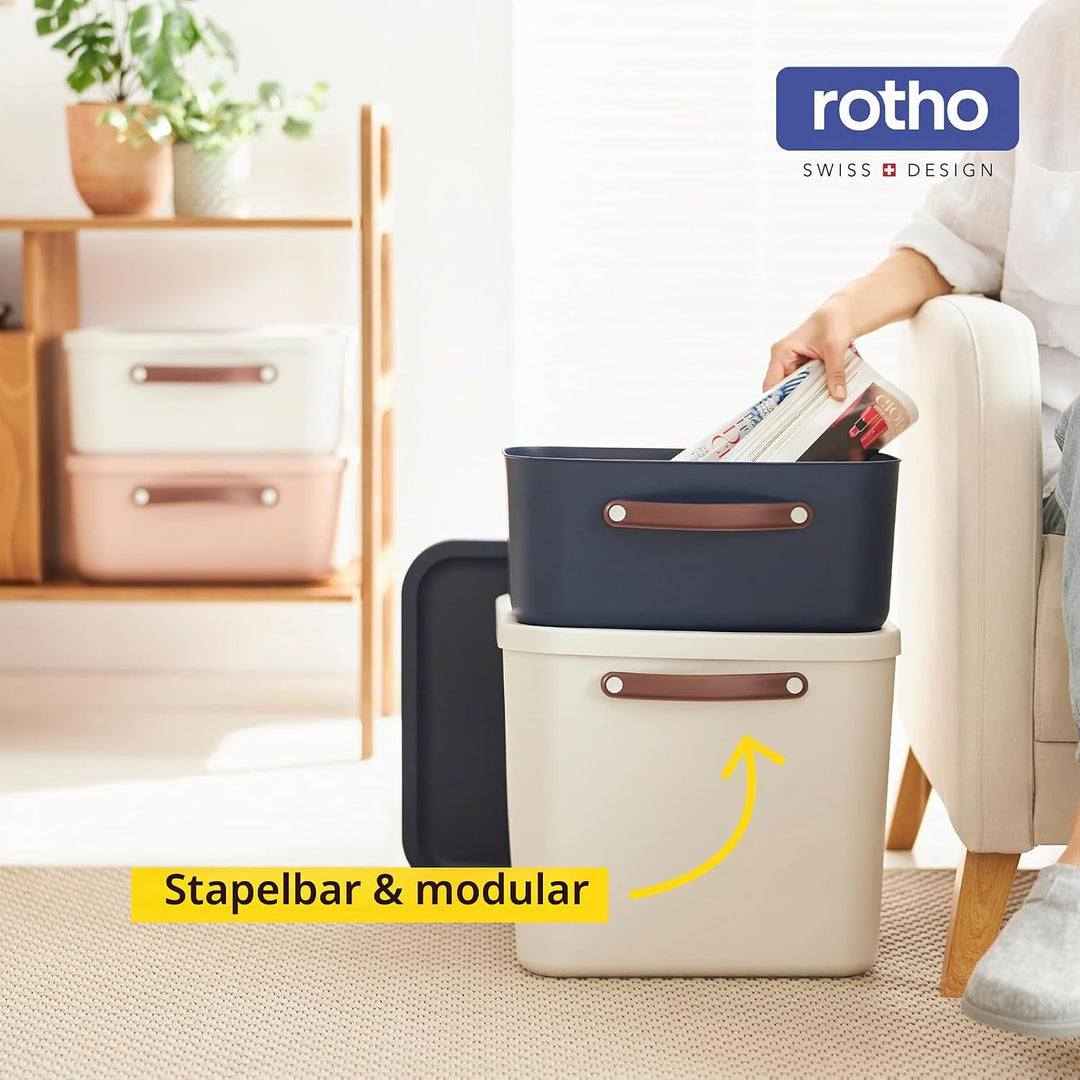 Rotho Maloja Aufbewahrungsbox mit Deckel 25l | Elegante Box mit Griff | sicher verschliessbar | stap