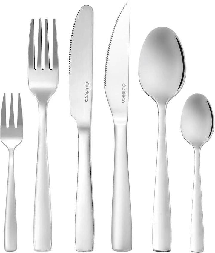 Besteckset 12 Personen, 72-teilig, Edelstahl 18/0 Silber, spülmaschinenfest und rostfrei, Tafelbeste