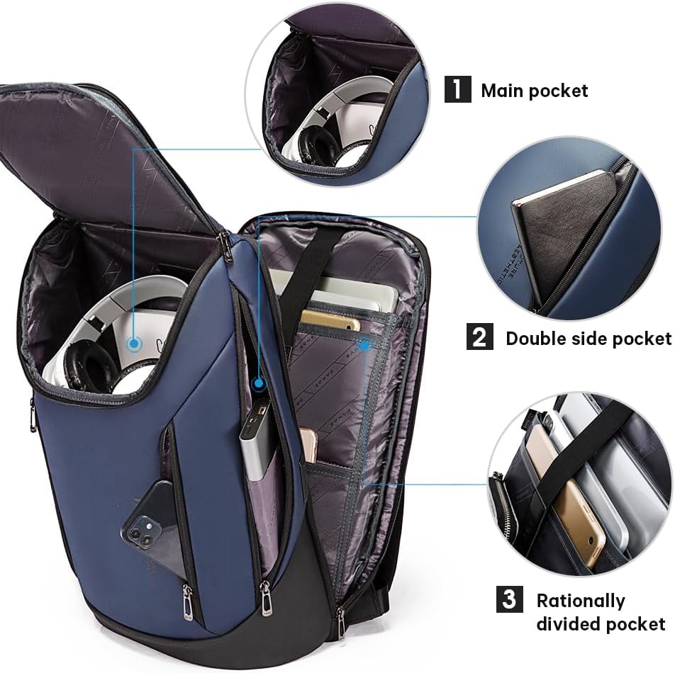 BANGE Business-Smart-Rucksack, wasserdicht, 39,6 cm (15,6 Zoll), Laptop-Rucksack mit USB-Ladeanschlu