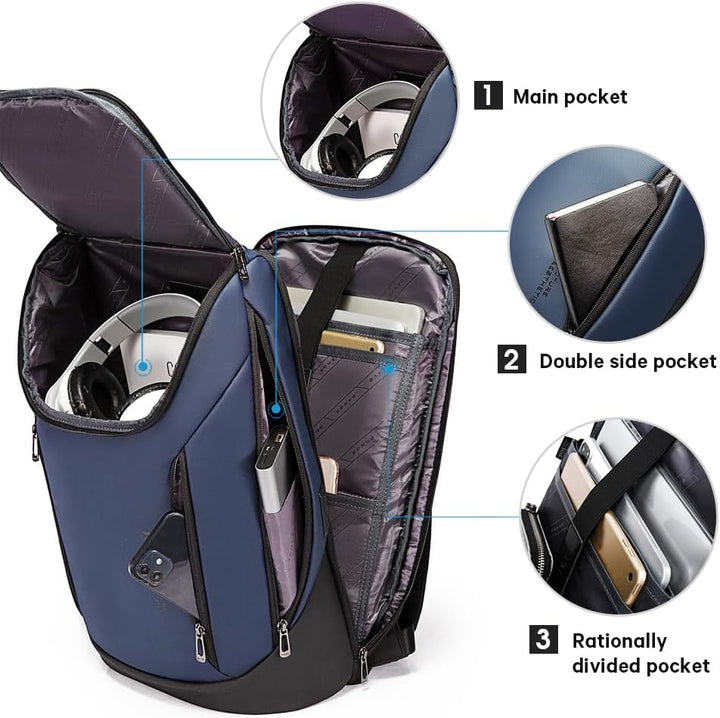 BANGE Business-Smart-Rucksack, wasserdicht, 39,6 cm (15,6 Zoll), Laptop-Rucksack mit USB-Ladeanschlu