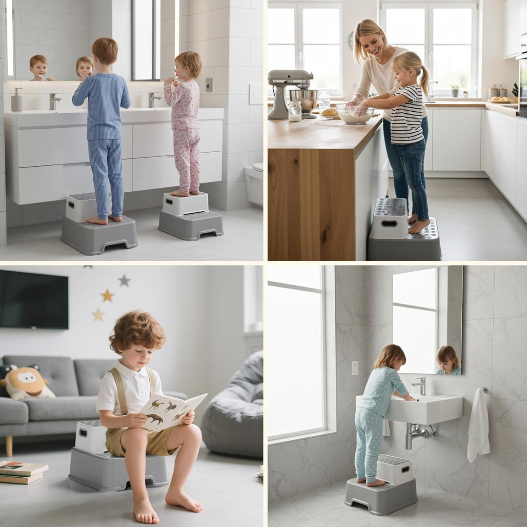 MAMIZO Toilettensitz Kinder mit Tritthocker Kinder, Wc Sitz Kinder mit 2 Stufen Hocker, Toilettensit