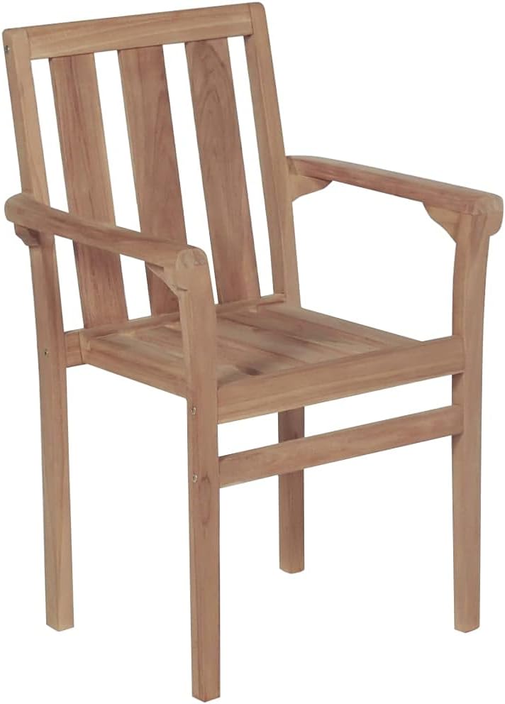 vidaXL 2X Teak Massiv Gartenstuhl Stapelbar Stuhl Holzstuhl Gartenstühle Stühle Stapelstuhl Essstuhl