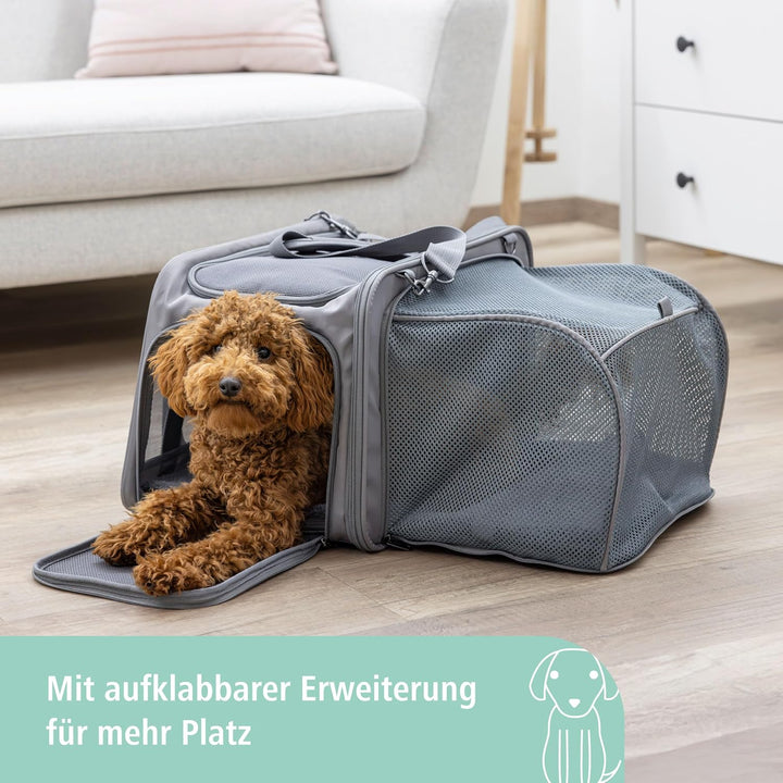 Kerbl Pet Tragetasche Vacation, Transporttasche, Transportbox, grau, 40 x 30 x 27 cm, für kleine Hun